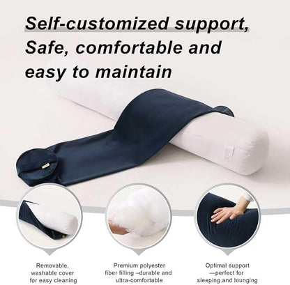 Long Round Body Pillow for Adults – Bolster Pillow for Bed, Cervical Roll Pillow, Firm Support for Sleeping,47.24 x 7.87 Inches,Teal Blue