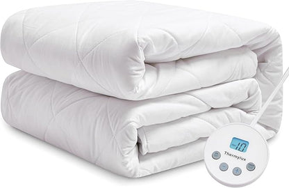 Electric Mattress Pad Twin Size Quilted Wave 10 Heat Settings with 12 Hour Auto Off, Deep Pocket Fits up to 15", Microfiber Bed Warmer, ETL Certified Machine Washable, 39"x75"