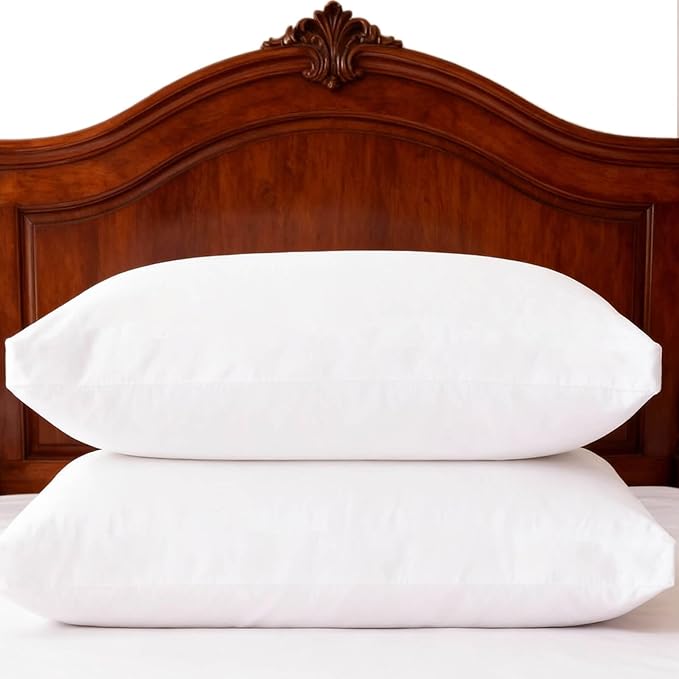 Thick Bed Pillows Queen Size Set of 2 Hotel Collection Soft Down Alternative Supportive Pillow for Back Stomach Side Sleeper White 20x30 inches