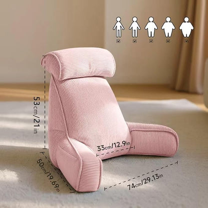 Reading Pillow for Sitting in Bed Adult & Teens, Large Backrest Pillow with Detachable Neck Support Cushion, Designed for Bed and Couch Sitting Up with Arms and Side Pocket.(Pink)