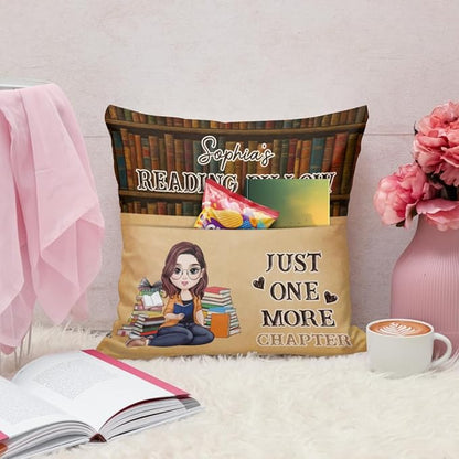 ENCYCOM Personalized Book Reading Pocket Pillow - Custom Reading Pillows with Name – Uniqua Gift for Bookworm Girls, Women Who Love Books, Perfect for Bed or Cozy Corner (Reading Pillow 06)