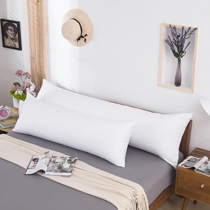 Large Body Pillow Insert with Removable Cover, 60x180cm Breathable Full Body Pillow for Sleeping, Soft Cotton Bed Hug Pillows for Adults, Ideal for Side Sleepers