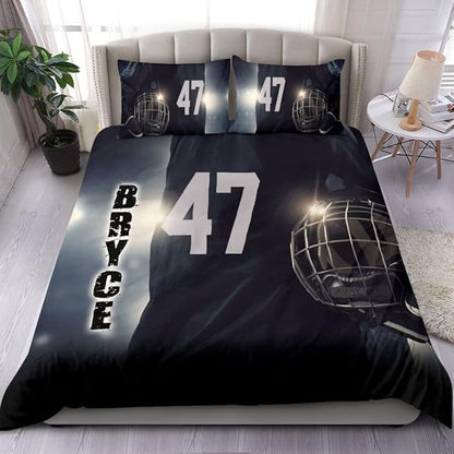 Personalized American Football Bedding Set, Kids 3 Piece Duvet Cover Set with Pillow Shams for Teens Boys, NO Comforter, Twin Size for Rugby Lovers (Football 13)