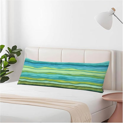 Sea Waves Decorative Home Pillow Covers Watercolor Waves Blue Green Body Pillow Cover Side Sleeper Pillow Cushion Cover Bedding Body Pillowcase for Sofa Patio Shop 20x54 Inch