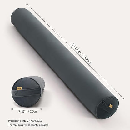 Bolster Pillow for Bed – Long Round Body Pillow for Adults, Cuddle Pillow for Sleeping, Full-Length Support,59 x 7.87 Inches,Charcoal Gray