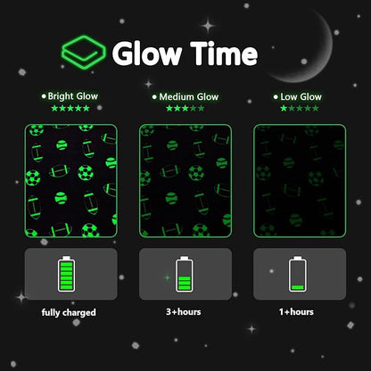 QSTEHEML Soccer Glow in The Dark Blanket,Football Gifts Toys for Kids Boys Age 3-12 Years Old,Birthday, for Toddler, Teen, Son, Soft Luminous Throw Blanket 50"×60"