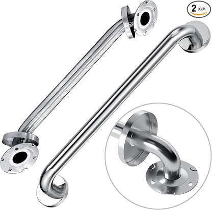 Handicap Grab Bars, 2 Pack 18 Inch Shower Grab Bar for Seniors, 304 Stainless Steel ADA Grab Bars for Bathtubs and Showers, Toilet, Safety Shower Handle for Elderly, Disabled, Injury (Chrome Polished)