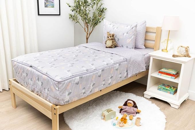 Beddy's Fairytale Unicorn Girls Durable Zipper Bedding for Kids, Bed in a Bag, Purple Sheets & Comforter with Unicorns Design, Includes Pillowcase & Pillow Sham Easy to Make & Wash