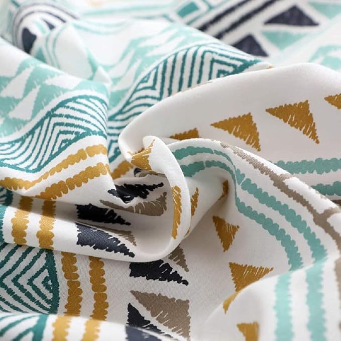 Boho Duvet Cover Queen, 100% Cotton 3 pcs Triangle Tribal Bedding Set, Aztec Modern Rustic Southwestern Louvre Patterned Tribal Print Duvet Cover, with Zipper Closure, Breathable (No Comforter)