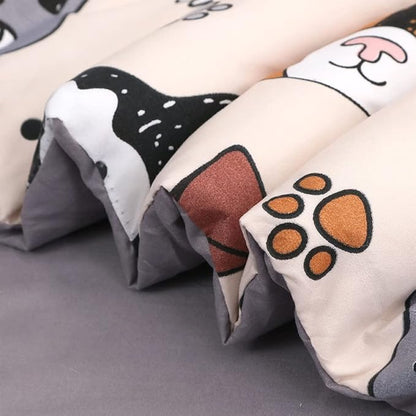 Kids Comforter Set 7 Piece Bedding Cute Dog Cartoon Animal Bed Microfiber Comforter Queen Size All Season (1 Comforter, 1 Flat Sheet, 1 Fitted Sheet, 4 Pillowcase)