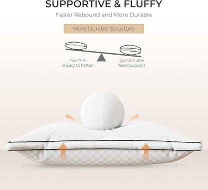 Sweetnight Standard Pillows Set of 2, Hotel Bed Pillows Fluffy Gusseted for Neck and Shoulder, Back Side Sleeper Pillows, 18"X24"