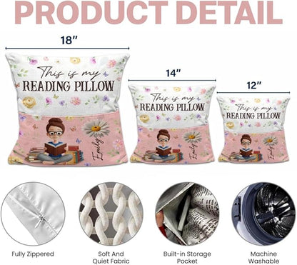 Pawfect House Custom Pocket Pillow (Insert Included), Personalized Bookish Gifts for Book Lovers, Bookworms, Readers, This is My Reading Pillow, Birth Month Flower Pillow, Book Reading Pillow