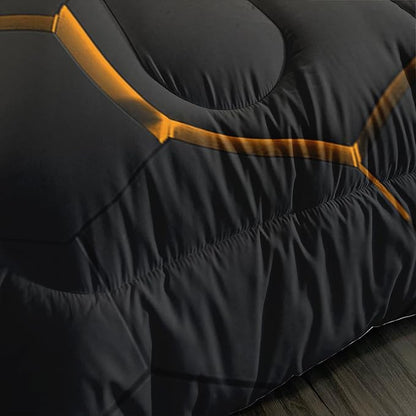 Basketball Bedding Set Queen Size,Black Honeycomb Background Comforter Flame Basketball Print Bedding Set for Boys Girls Bedroom Decor,Sports Themed Sets Comforter with 2 Pillowcases.