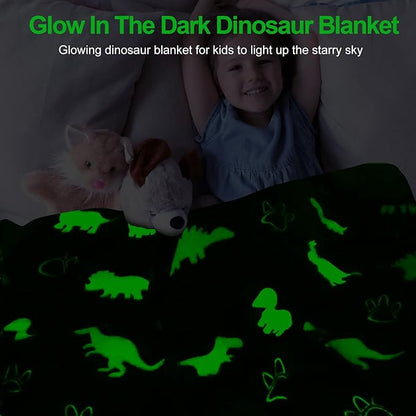 TEHALK Personalized Baby Blankets for Boys, Dinosaur Blanket for Boys, Glow in The Dark Blanket for Kids, Kids Blanket for Boys, Toddler Blanket for Boys, Soft Fleece Blanket Throw 30"x40"