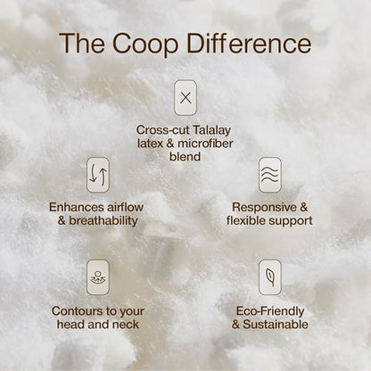 Coop Home Goods Adjustable Latex Pillow Queen, Talalay Latex & Microfiber Fill, Best Pillows for Sleeping, Ergonomic, Naturally Cooling, Eco-Friendly, Medium Firm for Back, Side & Stomach Sleepers
