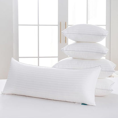 Oubonun 14 x 36 Throw Pillow Inserts, Firm and Fluffy Decorative Pillows for Couch Bed Sofa with Soft Cotton Cover White Cushion with Down Alternative Pack of 1