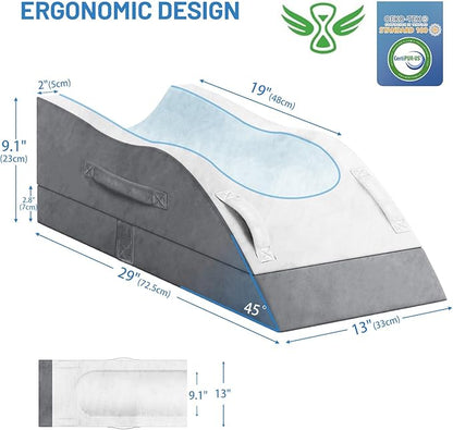 Leg Elevation Pillows, Wedge Pillow for After Surgery, Memory Foam Leg Support Adjustable, Comfort Care for Back Knee Hip Ankles Pain, Knee Pillow for Sleeping Blood Circulation Dark Grey & White