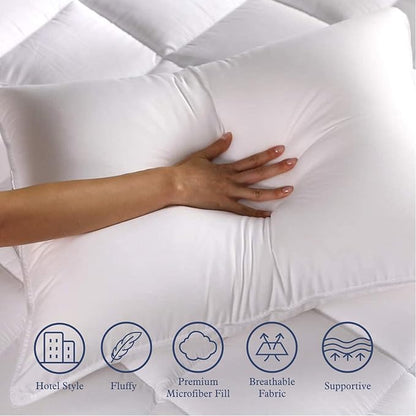 Seward Park Bed Pillow Standard Size Set of 2, Shams Insert 20 x 26 inch, Down Alternative Cooling Pillows for Stomach, Side or Back Sleeper