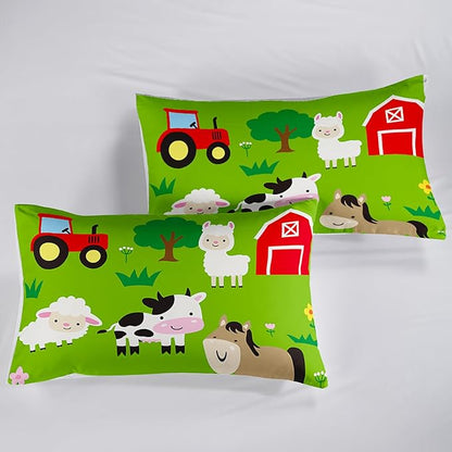QOOMO Farm Animal Comforter,Pig Cow Sheep Comforter Set for Kids Teens Girls Boys,3Pcs Bedding Set Printed Comforter with 2 Pillowcases,Down Alternative,Soft and Lightweight，Full Size