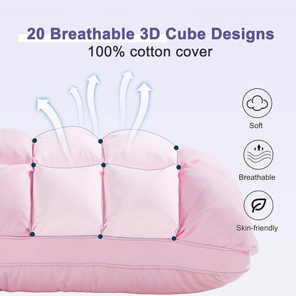 YOUR MOON Super Support Soft Down-Alternative Pillow Standard Size, Fluffy Soft Luxury Hotel Gel Sleeping Pillows, Bed Pillows for Side Sleepers(Pink)