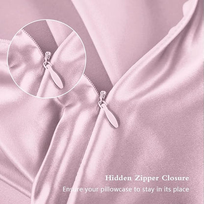 Silk Pillow Cases 2 Pack, Mulberry Silk Pillowcases Standard Set of 2, Smooth, Anti Acne, Beauty Sleep, Both Sides Natural Silk Satin Pillow Cases for Women 2 Pack with Zipper for Gift, Light Pink
