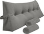 Triangular Reading Bed Rest Pillow Large Bolster Cushion Headboard Backrest Wedge Pillow with Two Detachable Roll Pillows for Neck & Lumbar Support (Grey, King: 77 x 8 x20 inches)