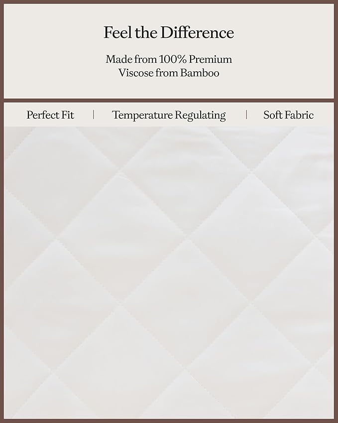 Cozy Earth Cali King Size Mattress Pad - 100% Viscose from Bamboo Cooling Mattress Cover - Lightweight Temperature Regulating Bed Pad with 360-Degree Elastic Hem - Fits Mattresses up to 20”