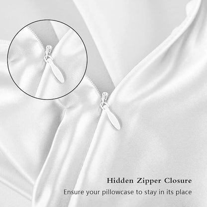 Silk Pillowcase 2 Pack, Natural Mulberry Silk Pillow Cases, Anti Acne Silk Pillowcase for Hair and Skin, King Size Silk Satin Pillowcase Set of 2 with Hidden Zipper, Gifts for Women Men, White