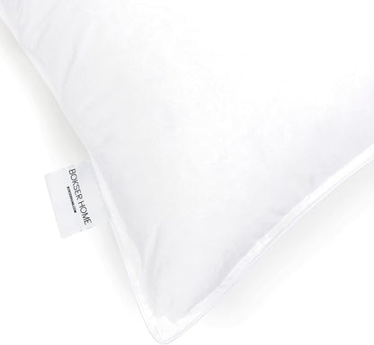 Bokser Home White Duck Feather & Down Bed Pillows – Queen Size (U.S. Standard), 2 Pack, Medium Support, Luxury Hotel-Style Sleeping Pillows