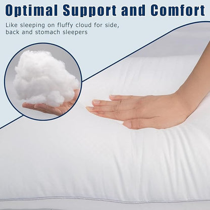 Bed Pillows for Sleeping 2 Pack, King Size Pillows Set of 2, Down Alternative Filling, Fluff by Patting Pillow for Back, Stomach or Side Sleepers Grey