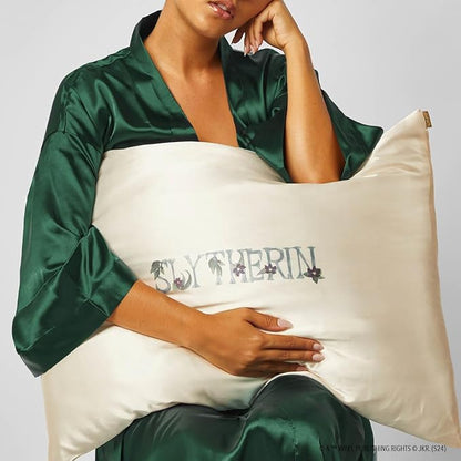 Kitsch x Harry Potter Slytherin Satin Pillowcase with Zipper – Double-Sided Crest Design – Better Than Silk Pillowcase – Perfect for Kids Rooms & Toddler Bed Time Pillow Case –Queen/Standard 19x26