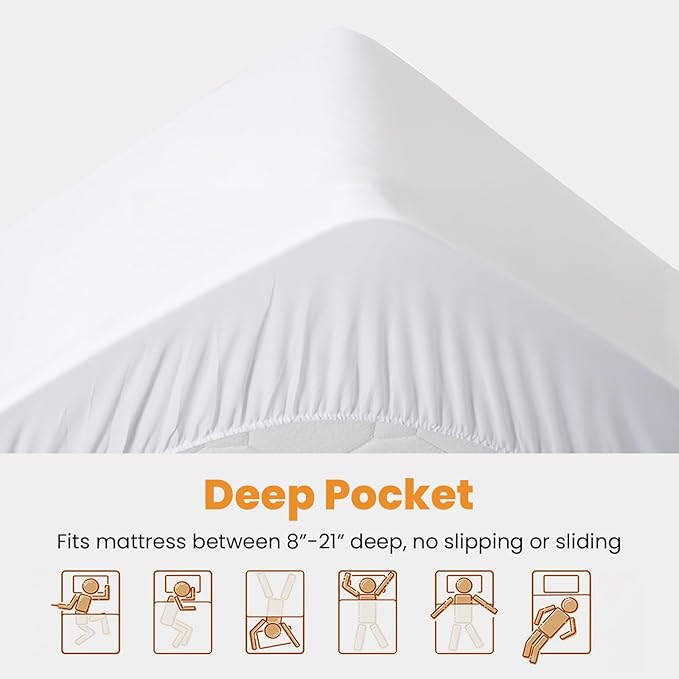 MATBEBY Full XL Mattress Pad - Cooling Breathable Mattress Topper, Quilted Fitted Mattress Protector, Pillow Top Mattress Cover with 8-21" Deep Pocket, Soft, Machine Washable, White, Full Extra Long