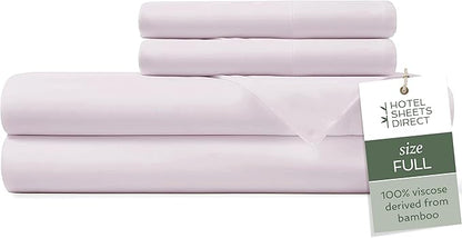 Hotel Sheets Direct 4 Piece Bed Sheet Set Full Size, 100% Viscose Derived from Bamboo Sheets Set with 2 Pillowcases, Cooling & Breathable Luxury Bedding, Moisture-Wicking & Silky Soft, Light Pink
