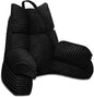 RRPAHWTV Reading Pillow for Bed with High Arm Rests,Back Support Pillow for Sitting Up in Bed with Shredded Memory Foam for Reading, TV, Gaming or Relaxing on Floor（Ink Black，Small）