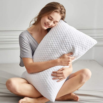 NTCOCO Shredded Memory Foam Bed Pillows for Sleeping King Size 2 Pack, with Washable Removable Hypoallergenic Sleep Pillow for Back and Side Sleeper