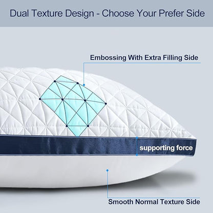 King Size Pillows Set of 2 - Cooling Hotel Luxury Bed Pillows for Sleeping 2 Pack, Supportive Breathable Down Alternative Gusseted Pillow for Side Stomach or Back Sleepers