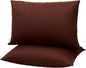 Flat Ultra Thin Bed Pillows Queen Size Pillow Set of 2 Extra Soft Down Alternative for Stomach Side Back Sleeper Coffee Brown 20x30inches