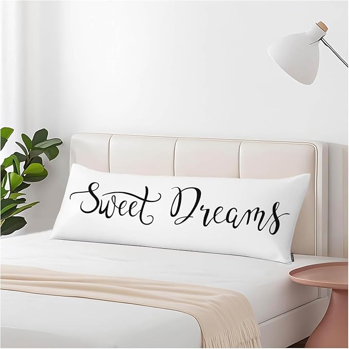 Decorative Body Pillow Covers 20x54inch Sweet Dreams, Funny Quote Super Soft Body Pillow Case Cushion Cover Wrinkle Fade Body Pillowcases for Bed/Sofa/Couch/Patio/Balcony