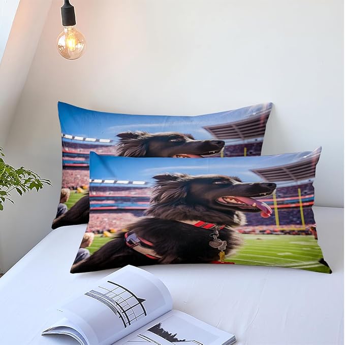 Dog Bed Duvet Comforter Cover Sets Queen Size with 2 Pillowcases for Kids Boys Teens Adult Bedroom Decor, Animal Petal Country Bedding Decor