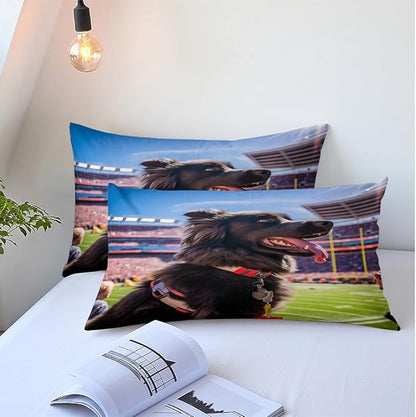 Dog Bed Duvet Comforter Cover Sets Queen Size with 2 Pillowcases for Kids Boys Teens Adult Bedroom Decor, Animal Petal Country Bedding Decor