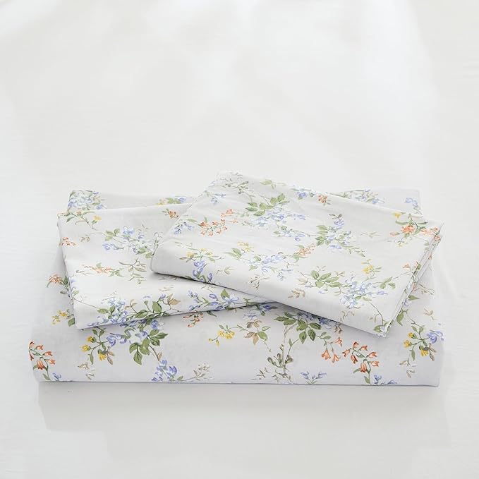 Green Floral Duvet Cover King Size 100% Cotton Botanical Coquette Bedding Sets with Zipper Closure 3 Pieces Soft & Breathable Reversible Comforter Cover