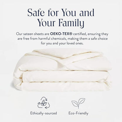 Brooklinen Luxury Sateen Duvet Cover - 100% Cotton, Full/Queen Size in Cream with Extra-Long Corner Ties and Button Closure - Best Full/Queen Duvet Covers