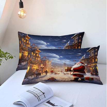 Christmas Duvet Cover Bedding Sets King Size for Kids Girls Teens, Christmas Petal Country Bedding Décor, 1 Duvet Cover and 2 Pillow Shams - 70x90 inches