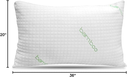 King Size Rayon Derived from Bamboo Pillows, Cooling Shredded Memory Foam Pillow Sets for Sleeping for Back, Stomach, Side Sleepers, Adjustable, Washable Cover,King (Pack of 1)