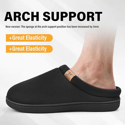 Memory Foam Mens Slippers Slip-On Comfy House Slippers for Men Indoor Outdoor Non-Slip Warm Winter Men’s Bedroom Slippers Size