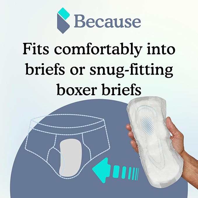 Because Premium Guards for Men - 80 Count Pack of Discreet, Individually Wrapped Bladder Protectors - Complete Absorbency, Fast-Locking, Odor Control - Comfort Fit, 2 Cups of Absorbency