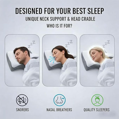 Sleep Apnea Pillow,Advanced Memory Foam Breathable Contour Support,Orthopedic Contour Pillow for Side Sleepers, Ergonomic Neck Support–Soft Removable Washable (Black)