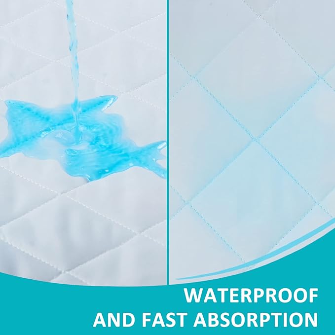 KANECH Washable Waterproof Incontinence Bed Pads - 44"x52" - Heavy Absorbency Reusable Underpads for Adults, Elderly and Kids - Slip Resistant Mattress Protector