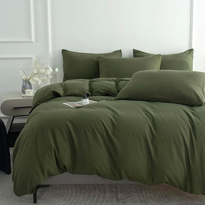 Jane yre Green Duvet Cover King 100% Brushed Microfiber 3 Pieces Duvet Cover King Green 1 Duvet Cover +2 Pillowcases with Zipper Closure Luxury Soft Breathable Comfy