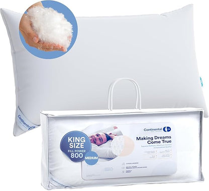 100% Siberian Goose Down Pillow Father's Day Dream Ensemble - Firm King Size, Pack of 1 - Firm and Luxurious Siberian Down Pillow for Sleeping, 800 Fill Power - Includes Pillow Protector